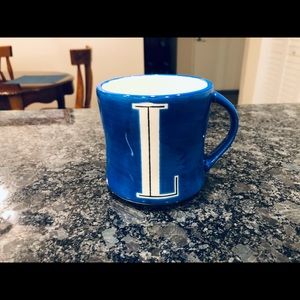 Anthropologie Hand painted Monogram ‘L’ letter mug